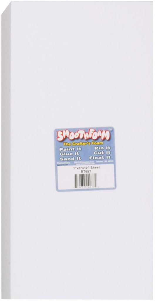 Smoothfoam Sheet Crafts Foam for Modeling, 1 by 6 by 12-Inch, White
