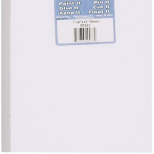 Smoothfoam Sheet Crafts Foam for Modeling, 1 by 6 by 12-Inch, White