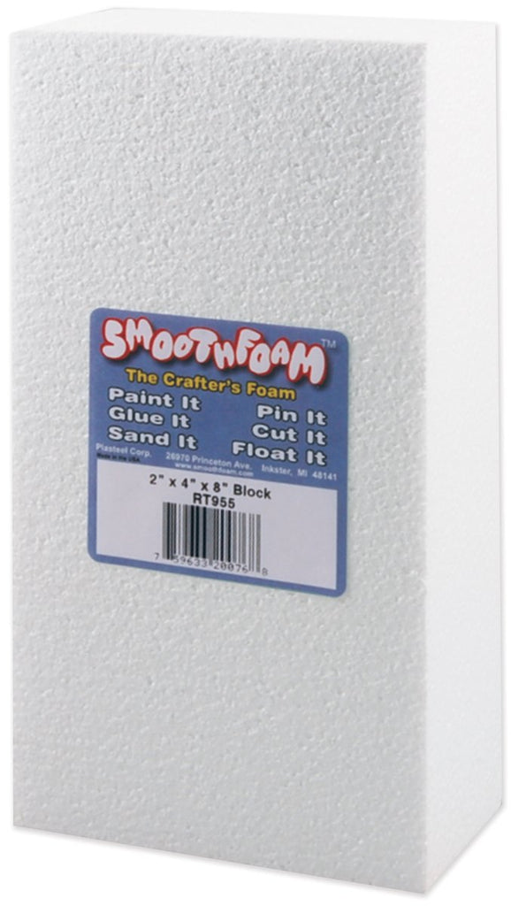 Smoothfoam Block Crafts Foam for Modeling, 2 by 4 by 8-Inch, White