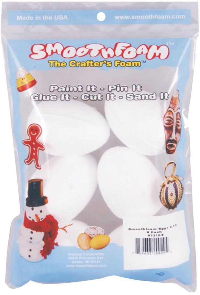 Smoothfoam 6-Pack Egg Crafts Foam for Modeling, 2.5-Inch, White