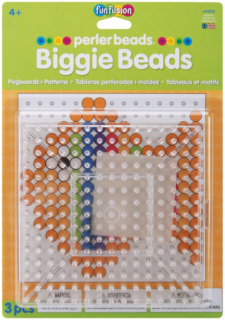 Perler Beads Clear Large Square Biggie Bead Pegboard 2 Pack