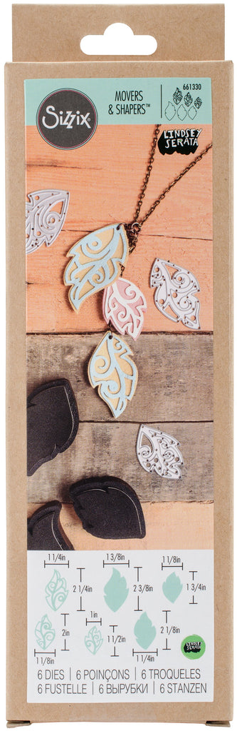 Sizzix 661330 Movers & Shapers Magnetic Die Set with Thinlits, Leaf Charms by Lindsey Serata (3-Pack),,