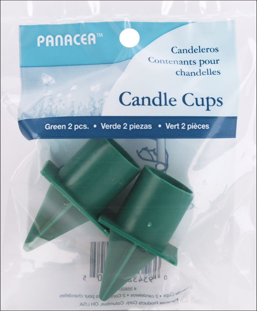Panacea Candle Cup with Spike, Green, 2-Pack