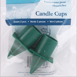 Panacea Candle Cup with Spike, Green, 2-Pack