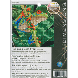 Red-Eyed Leaf Frog Mini Needlepoint Kit-5"X5" Stitched In Thread