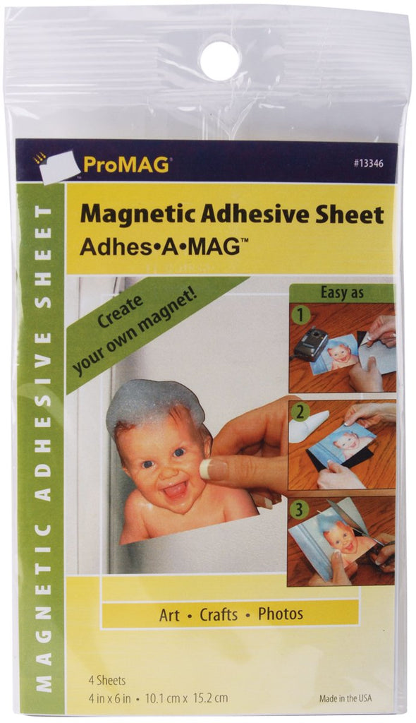 ProMag Adhesive Magnetic Sheet-4"X6" 4/Pkg