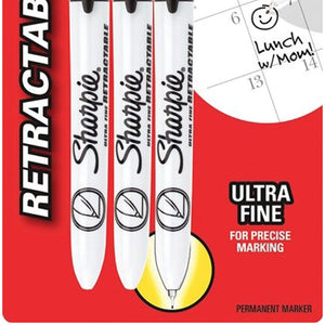 Sharpie Retractable Permanent Markers, Ultra Fine Point, Black, 3 Count