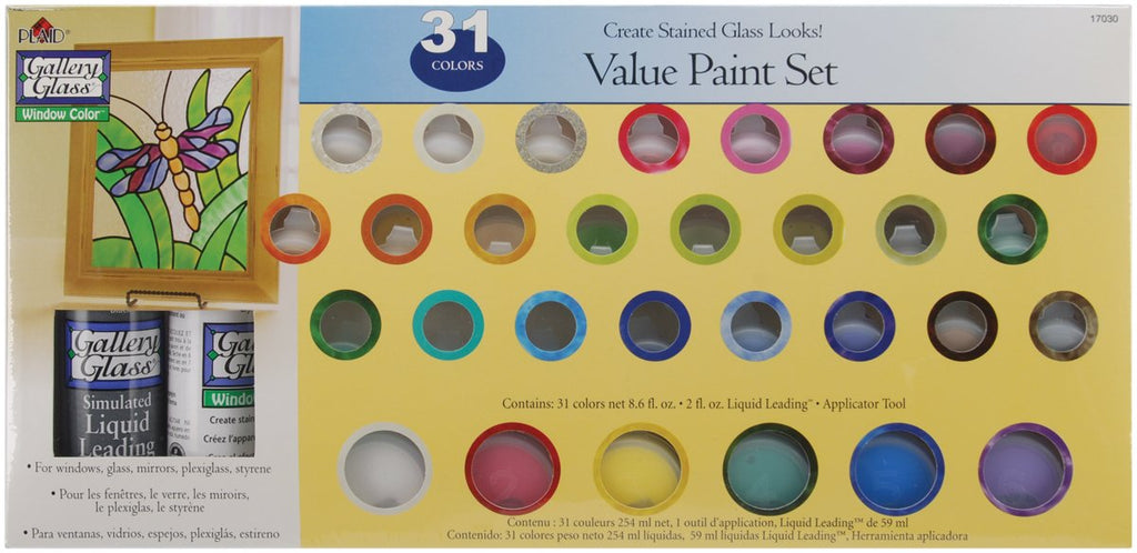 Plaid Gallery Glass Window Color Value Paint Set, 17030 (31-Colors)