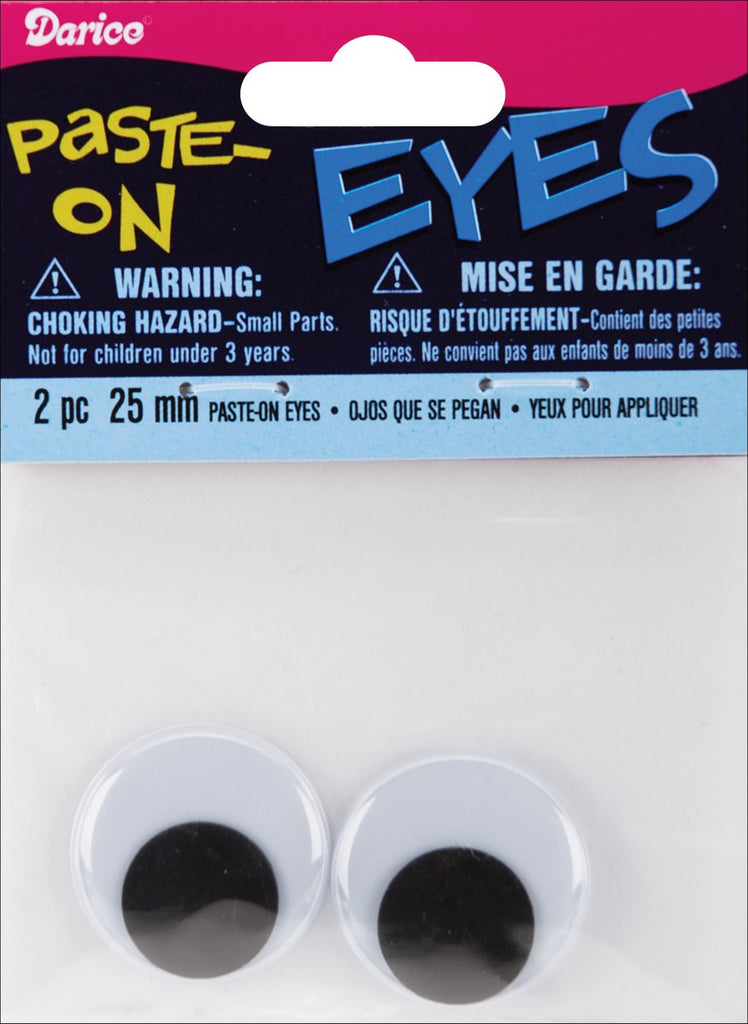 Paste On Wiggle Eyes 25mm 2/Pkg-Black