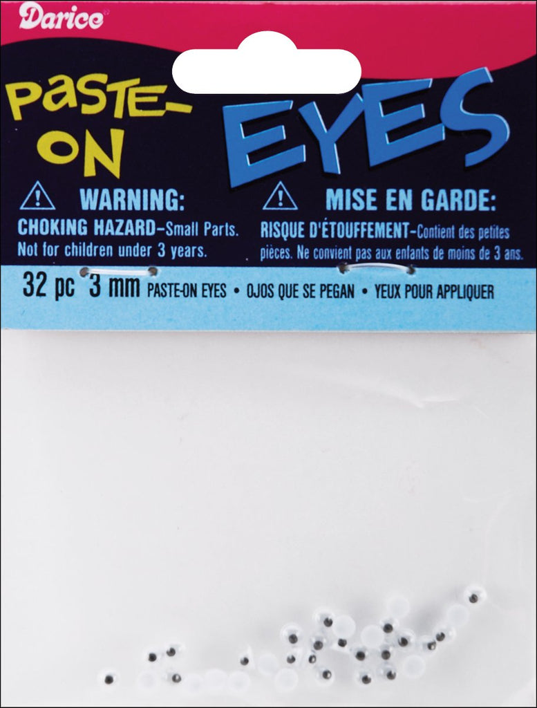 Paste On Wiggle Eyes 3mm 32/Pkg-Black