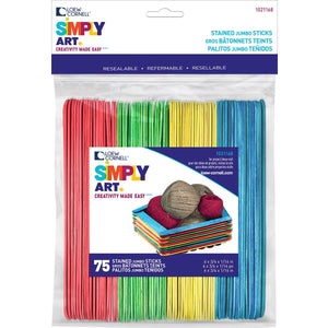 Simply Art Wood Colored Jumbo Craft Sticks 75 ct.
