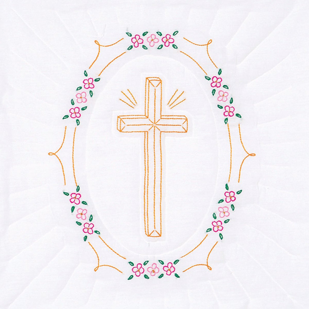 Stamped White Quilt Blocks 18"X18" 6/Pkg-Cross