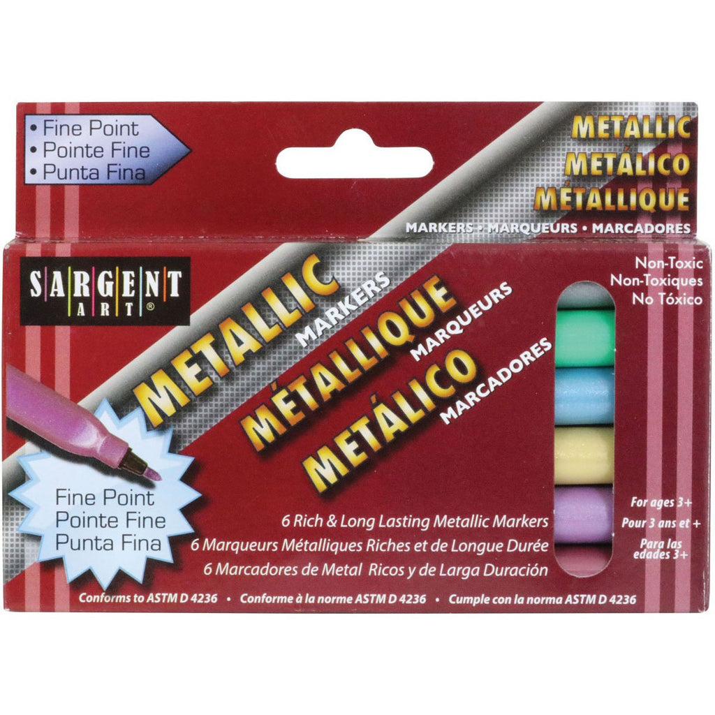 Sargent Art 22-1507 Liquid Metals Fine-Point Metallic Markers, 6 Count