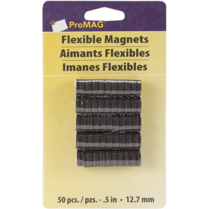 ProMag Flexible Round Magnets, 0.5-Inch, 50-Pack