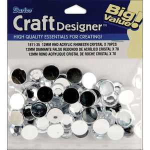 Rhinestones Round 12mm 70/Pkg-Crystal