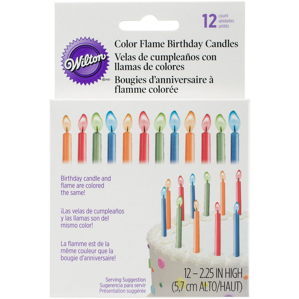 Wilton W11-1011 Color Flame Candles, 2-Inch, Vivid Colors, 12-Pack