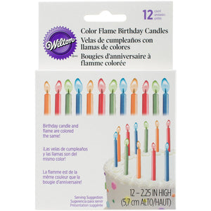 Wilton W11-1011 Color Flame Candles, 2-Inch, Vivid Colors, 12-Pack