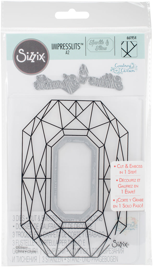 Sizzix 661954 Diamond Geometrics Impresslits Embossing Folder