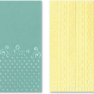 Sizzix Textured Impressions Embossing Folders 2/PK - Flourish, Dots & Ribbon Set by Rachael Bright