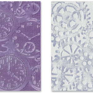Sizzix Texture Fades Embossing Folders 2/PK - Pocket Watches & Steampunk Set by Tim Holtz