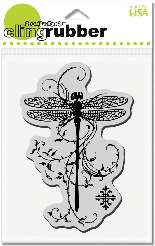 Stampendous CRP119 Cling Rubber Stamp, Dragonfly Vine