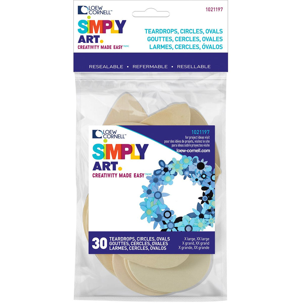 Simply Art Wood Jumbo Teardrops, Ovals, and Circles Variety Pack 30 ct.