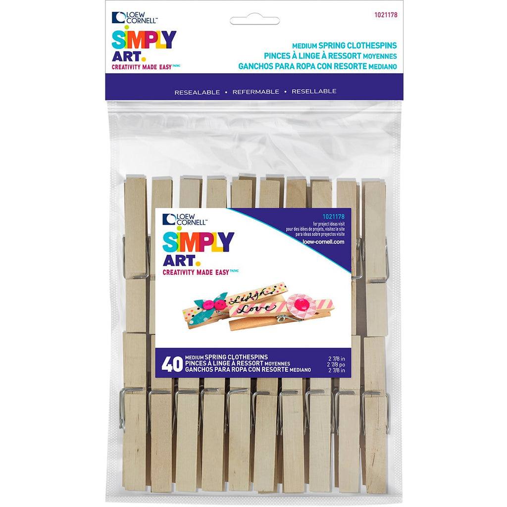 Simply Art Wood Medium Spring Clothespins, 40 ct.