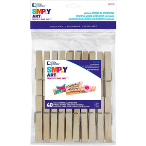 Simply Art Wood Medium Spring Clothespins, 40 ct.
