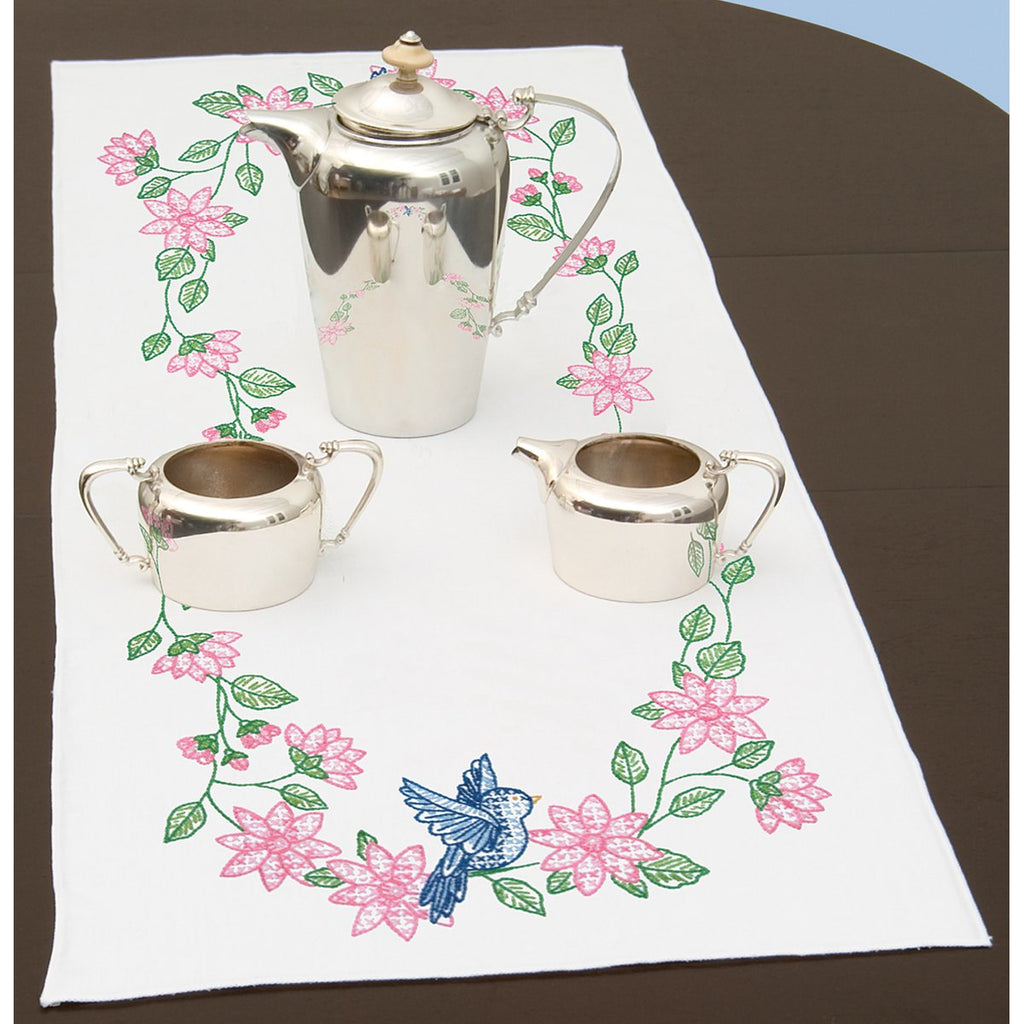 Stamped Table Runner/Scarf 15"X42"-Bird