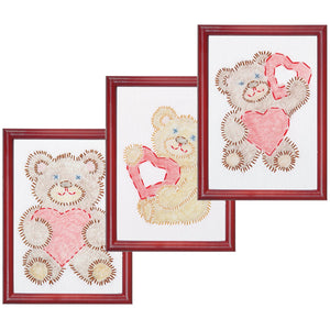 Stamped Embroidery Kit Beginner Samplers 6"X8" 3/Pkg-Fuzzy Bears