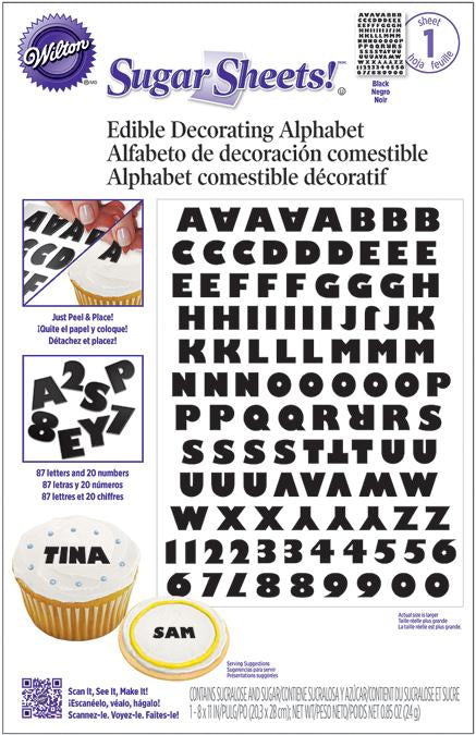 Wilton Black and White Alphabet Sugar Sheet