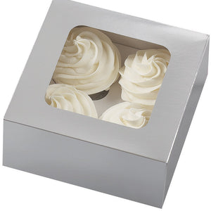 Wilton 4 Cavity Silver Cupcake Boxes, 3 Count
