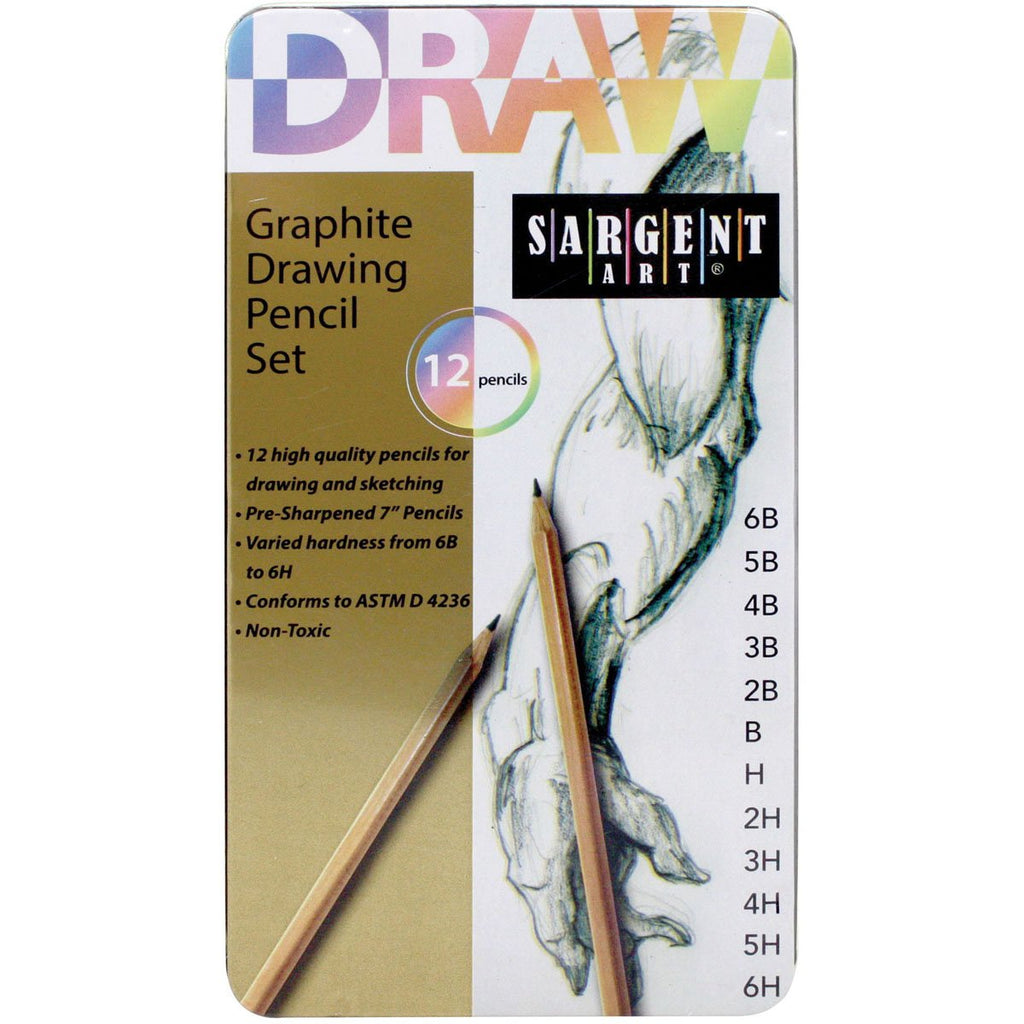 Sargent Art 22-7283 12 Piece Graphite Drawing Pencil Set in Tin Case