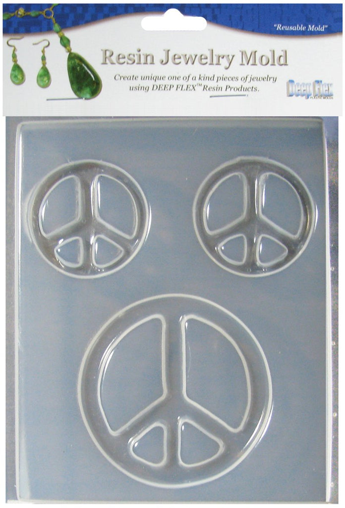 Resin Jewelry Reusable Plastic Mold 3 Cavity 4-3/4"X7"-Peace Symbols