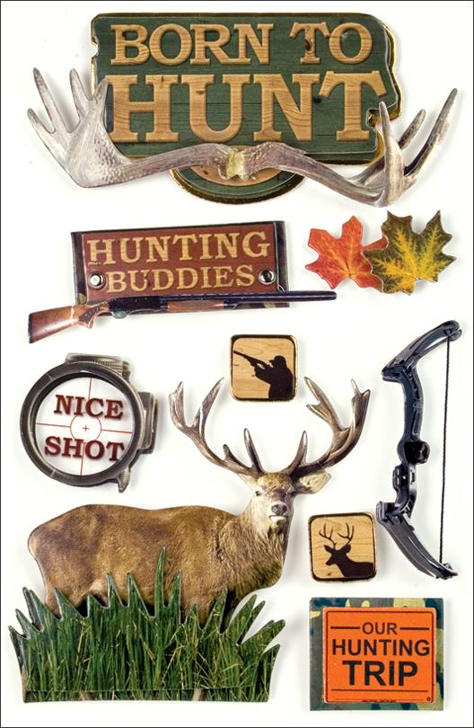 Paper House Productions STDM-0006E 3D Cardstock Stickers, Born To Hunt