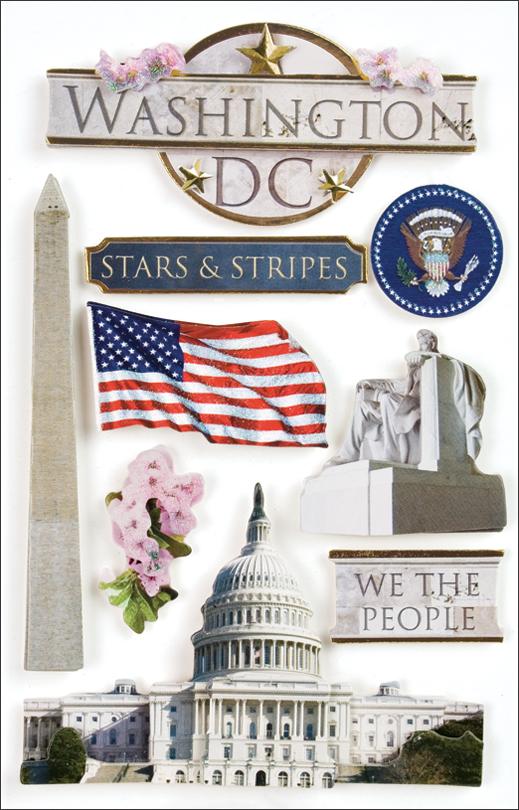 Paper House Productions STDM-0010E 3D Cardstock Stickers, Washington DC