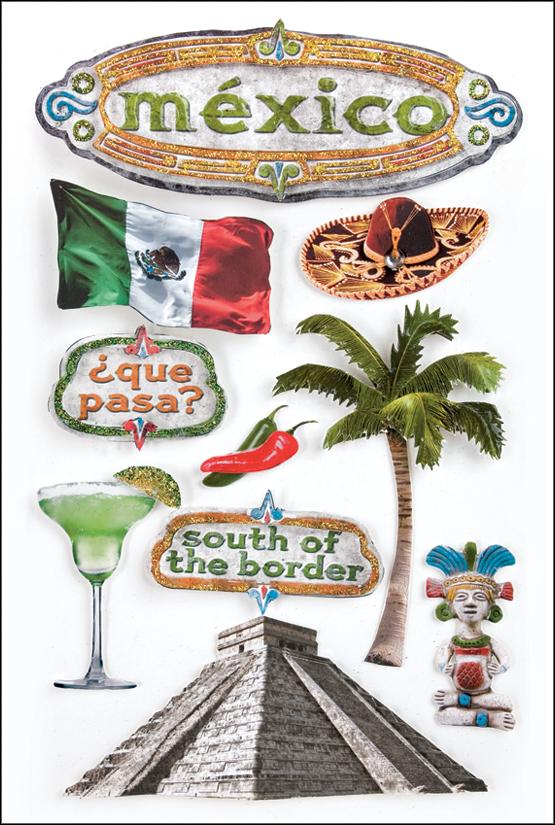 Paper House Productions STDM-0021E 3D Cardstock Stickers, Mexico