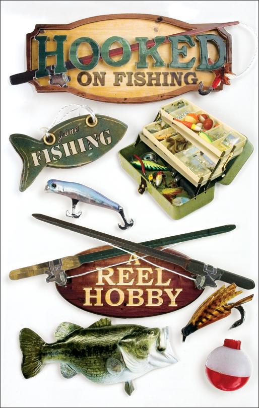 Paper House Productions STDM-0005E 3D Cardstock Stickers, Fishing