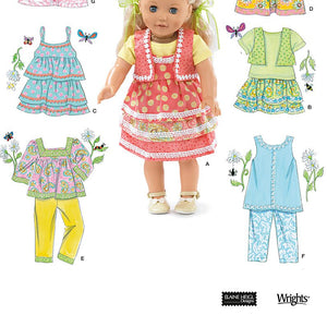 Simplicity Sewing Pattern 2296 Doll Clothes, One Size