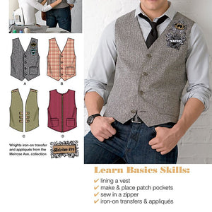 Simplicity Sewing Pattern 2346 Men's Vests, AA (34-36-38-40-42)