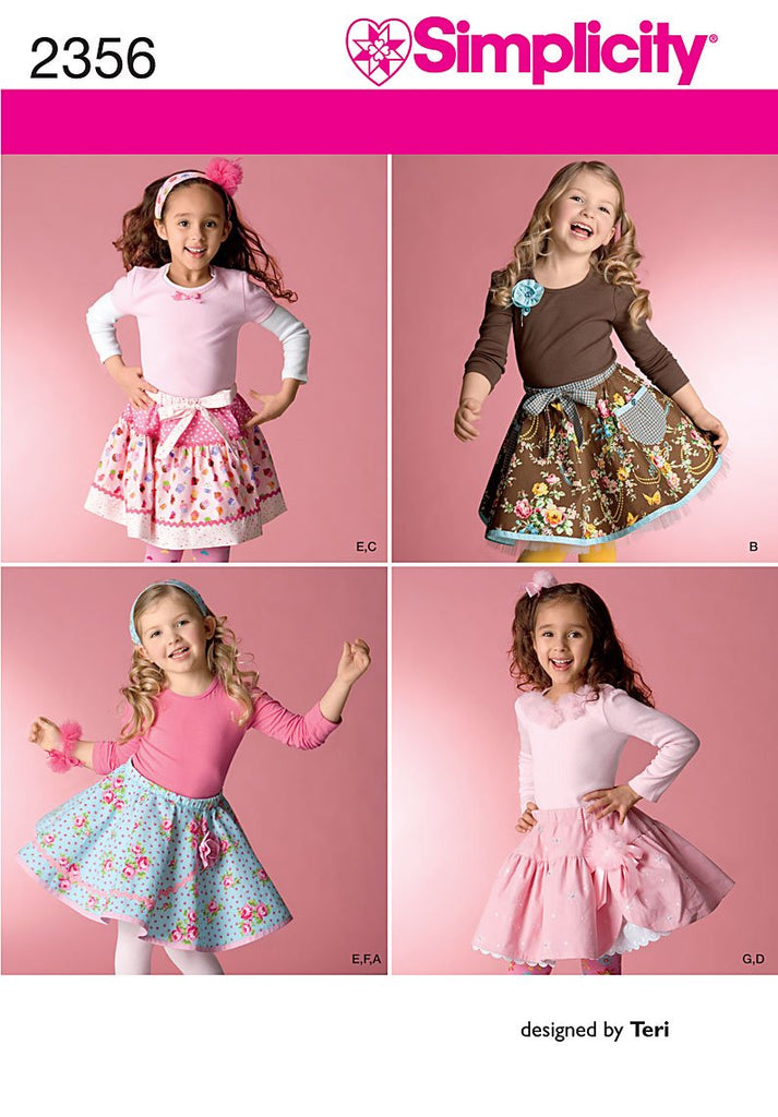 Simplicity Designed by Teri Pattern 2356 Girls Skirts, Slips and Fashion Accessories Sizes 3-4-5-6-7-8