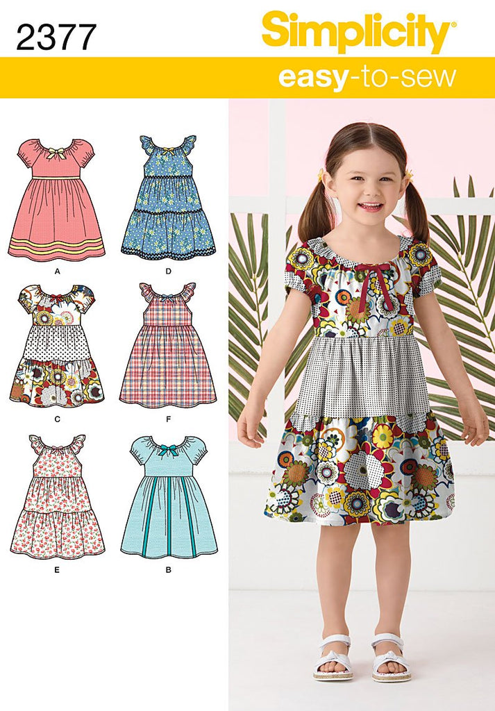 Simplicity Easy-to-Sew Pattern 2377 Girls Dresses, Sizes 3-4-5-6-7-8