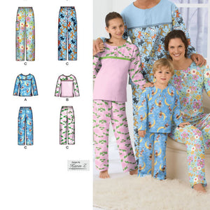 Simplicity Karen Z Pattern 2481 Child, Teens and Adults Pants and Top Nightwear Sizes XS-XL