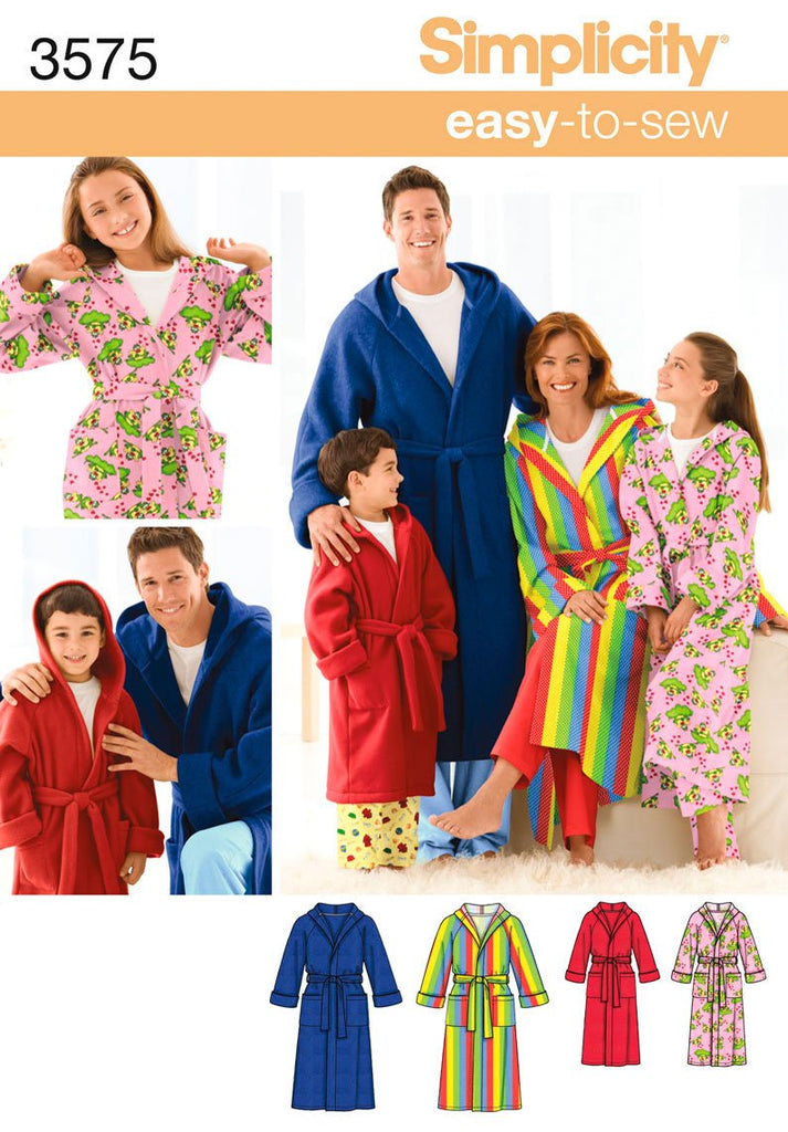 Simplicity Sewing Pattern 3575 Miss/Men/Child Sleepwear, A (XS-L/XS-XL)