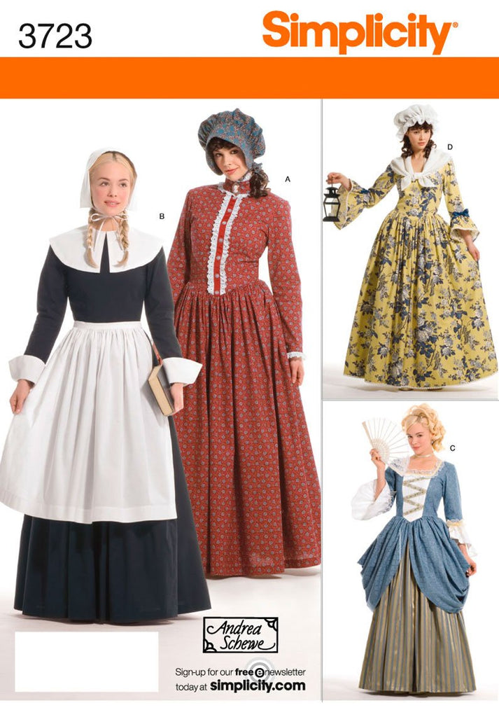 Simplicity Sewing Pattern 3723 Women's Pioneer Pilgrim Costumes Size R5 (14-16-18-120-22)