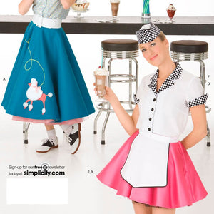Simplicity Sewing Pattern 3847 Misses Costumes Poodle Skirt 50s Diner R5 (14-16-18-20-22)
