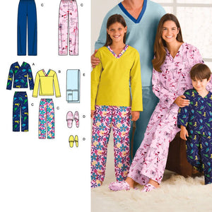 Simplicity Sewing Pattern 3935 Miss/Men/Child Sleepwear, A (XS-L/XS-XL)