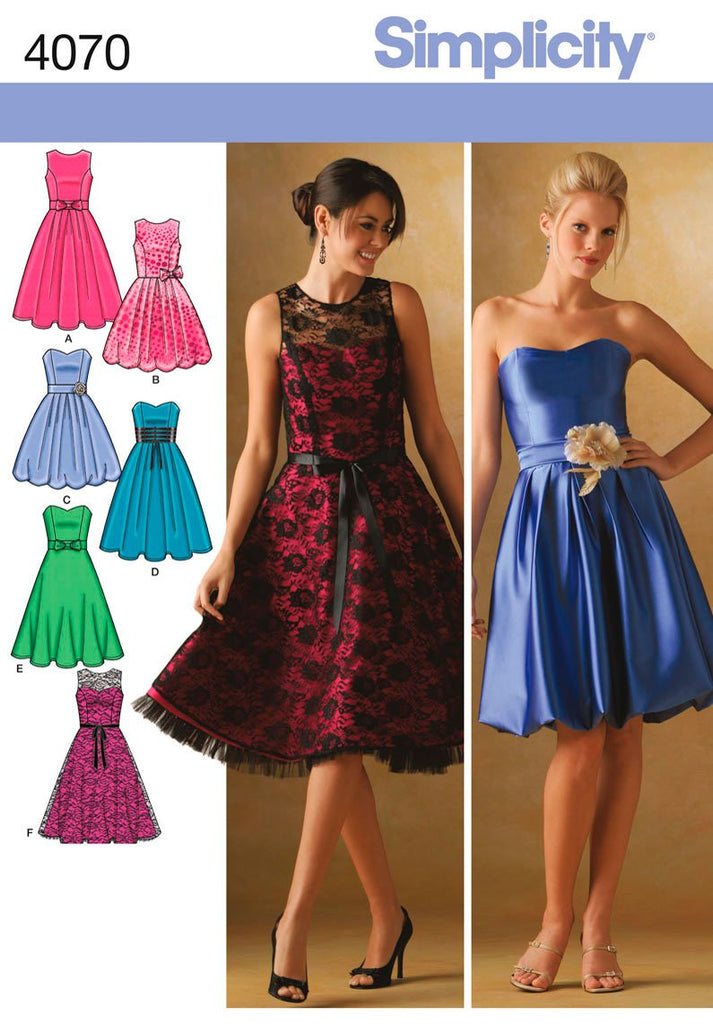 Simplicity Pattern 4070 Misses Miss Petite Dresses with Bodice and Skirt Variations Sizes 6-8-10-12-14