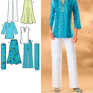 Simplicity Easy-to-Sew Pattern 4149 Womens Skirt, Pants, Tunic and Scarf Sizes 20W-28W