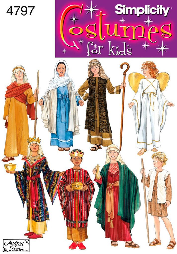 Simplicity 4797 Boys' and Girls' Nativity Costumes Sewing Pattern - Size A (S-M-L)